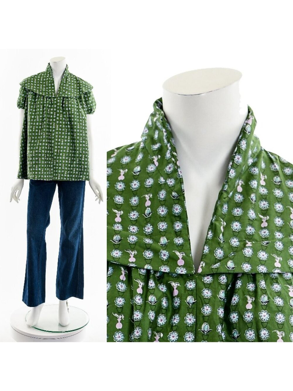 Hippie Flower Blouse Unique Yoke Peasant Blouse 60s